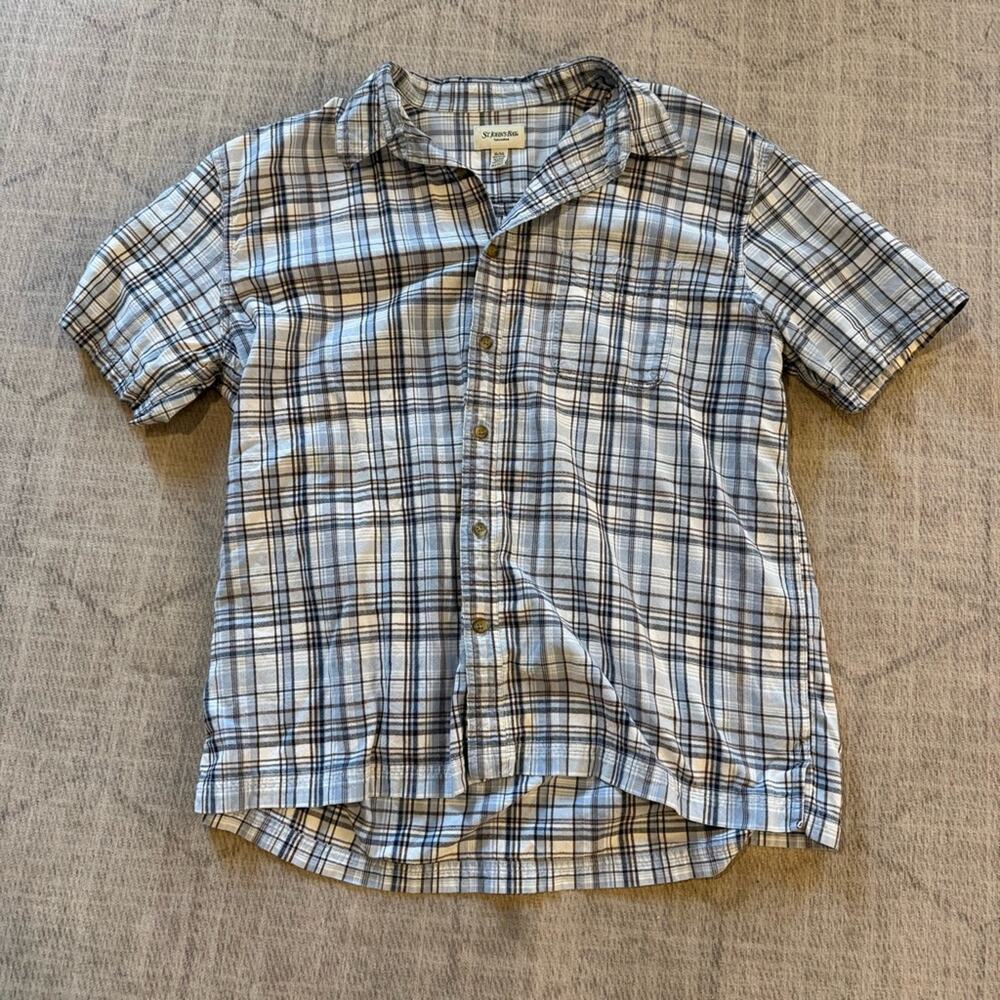 St. John's Bay Blue and White Plaid Button Down Shirt XL